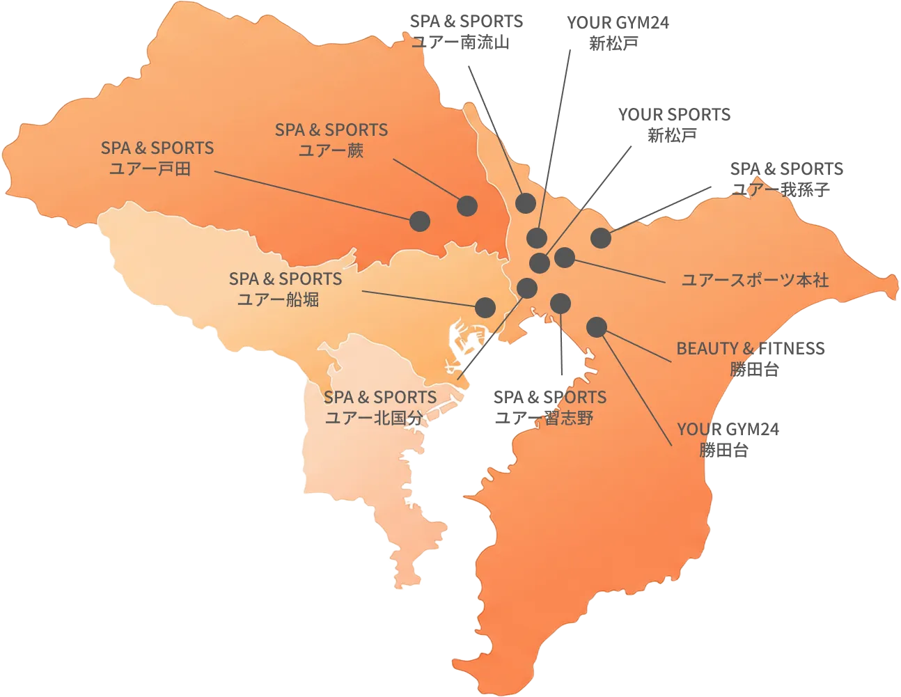 ユアスポーツ施設分布図